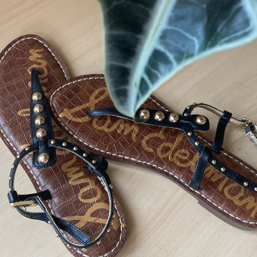 Sam Edelman black sandals with gold studs